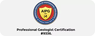 Professional Geologist Certification #9336.